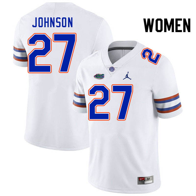 Women #27 Dijon Johnson Florida Gators College Football Jerseys Stitched-White